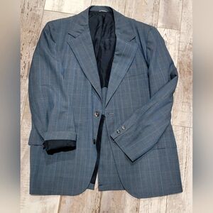 42R Men's Vintage Regency Casual Blazer Blue Striped 2 Button Sport Coat